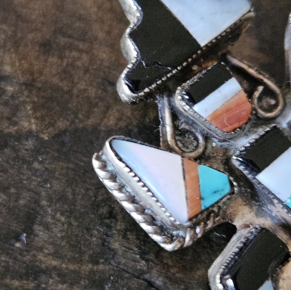 Vintage Navajo Knifewing Inlay Brooch - Picture 5 of 6